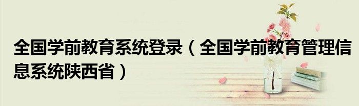 全国学前教育系统登录（全国学前教育管理信息系统陕西省）