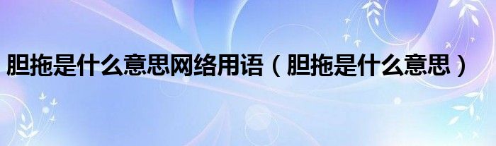 胆拖是什么意思网络用语（胆拖是什么意思）