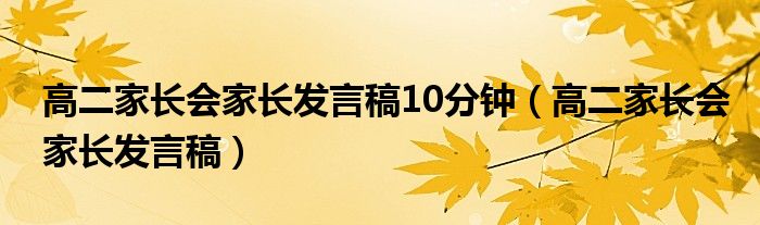 高二家长会家长发言稿10分钟（高二家长会家长发言稿）