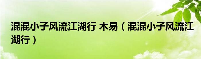 混混小子风流江湖行 木易（混混小子风流江湖行）