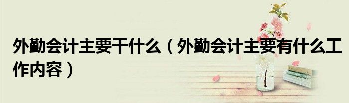 外勤会计主要干什么（外勤会计主要有什么工作内容）
