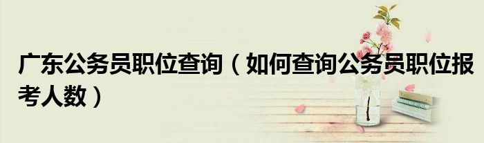 广东公务员职位查询（如何查询公务员职位报考人数）