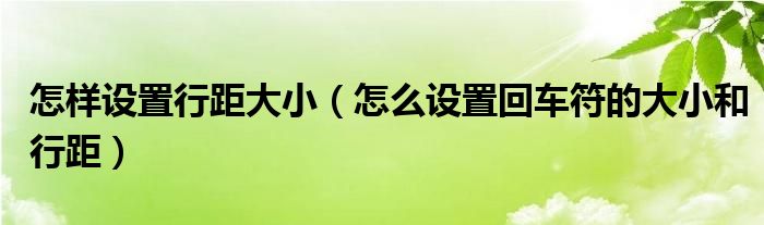 怎样设置行距大小（怎么设置回车符的大小和行距）