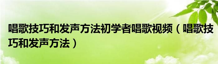 唱歌技巧和发声方法初学者唱歌视频（唱歌技巧和发声方法）