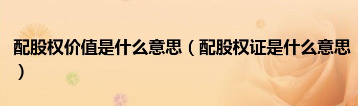 配股权价值是什么意思（配股权证是什么意思）