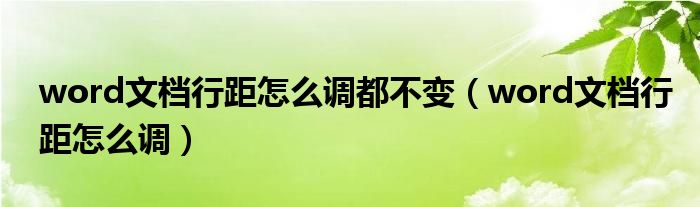 word文档行距怎么调都不变（word文档行距怎么调）