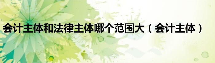 会计主体和法律主体哪个范围大（会计主体）