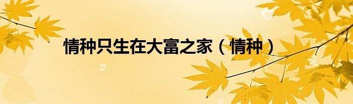 情种只生在大富之家（情种）