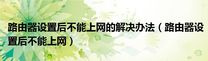 路由器设置后不能上网的解决办法（路由器设置后不能上网）