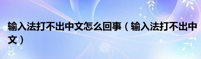 输入法打不出中文怎么回事（输入法打不出中文）