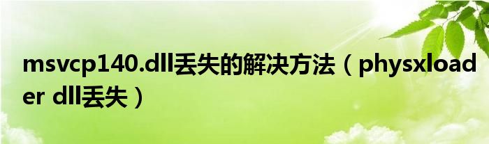 msvcp140.dll丢失的解决方法（physxloader dll丢失）