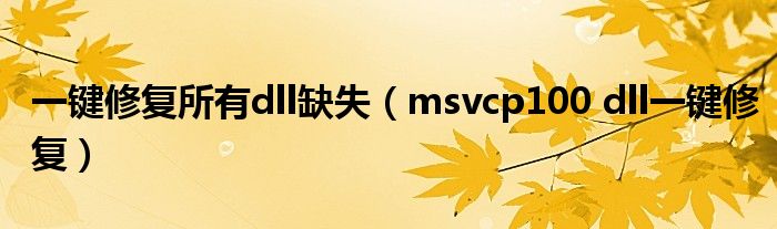 一键修复所有dll缺失（msvcp100 dll一键修复）