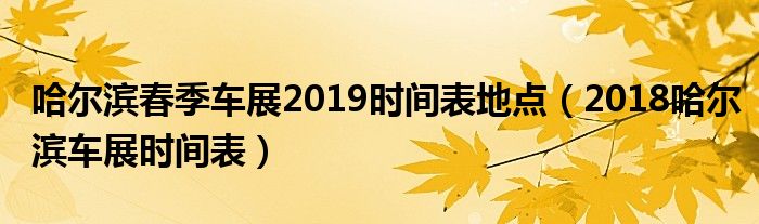 哈尔滨春季车展2019时间表地点（2018哈尔滨车展时间表）