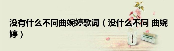 没有什么不同曲婉婷歌词（没什么不同 曲婉婷）