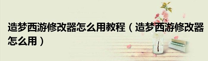 造梦西游修改器怎么用教程（造梦西游修改器怎么用）