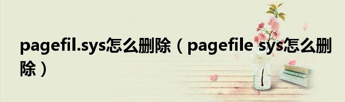pagefil.sys怎么删除（pagefile sys怎么删除）