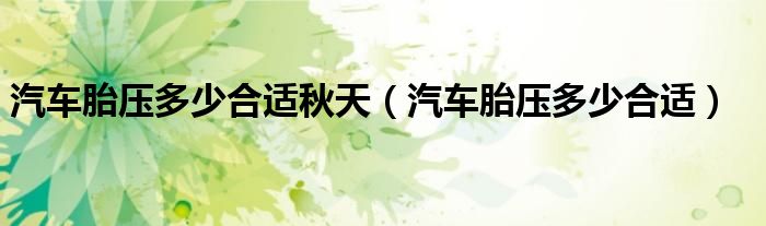 汽车胎压多少合适秋天（汽车胎压多少合适）