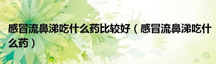 感冒流鼻涕吃什么药比较好（感冒流鼻涕吃什么药）