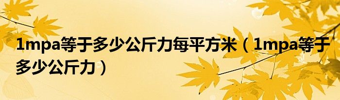 1mpa等于多少公斤力每平方米（1mpa等于多少公斤力）