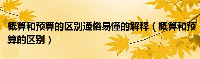 概算和预算的区别通俗易懂的解释（概算和预算的区别）