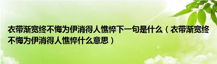 衣带渐宽终不悔为伊消得人憔悴下一句是什么（衣带渐宽终不悔为伊消得人憔悴什么意思）