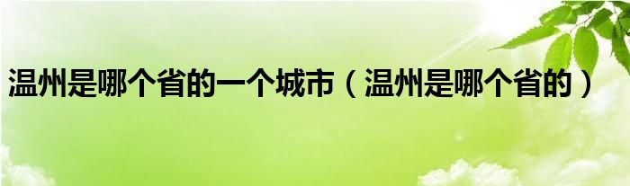 温州是哪个省的一个城市（温州是哪个省的）