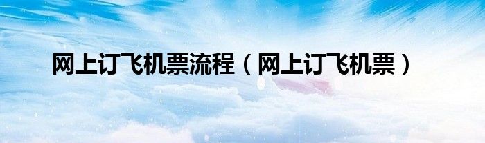 网上订飞机票流程（网上订飞机票）