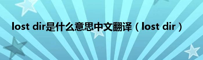 lost dir是什么意思中文翻译（lost dir）