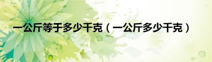 一公斤等于多少千克（一公斤多少千克）