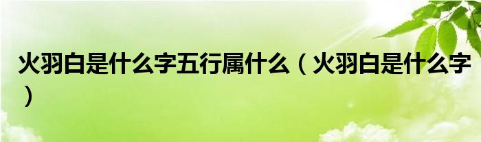 火羽白是什么字五行属什么（火羽白是什么字）