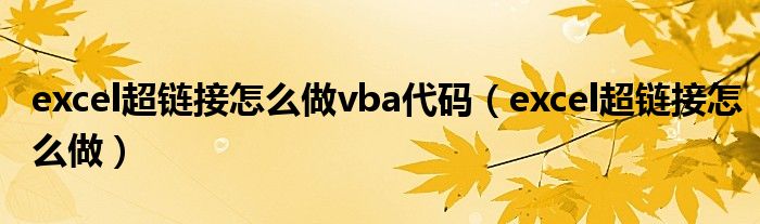 excel超链接怎么做vba代码（excel超链接怎么做）