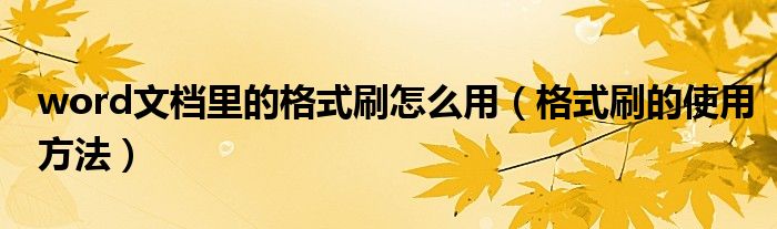 word文档里的格式刷怎么用（格式刷的使用方法）