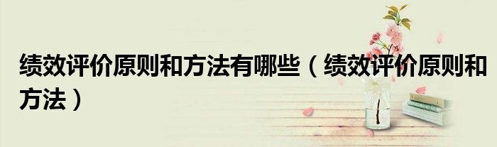 绩效评价原则和方法有哪些（绩效评价原则和方法）