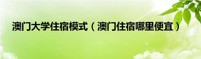 澳门大学住宿模式（澳门住宿哪里便宜）