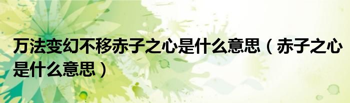 万法变幻不移赤子之心是什么意思（赤子之心是什么意思）