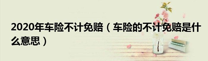 2020年车险不计免赔（车险的不计免赔是什么意思）