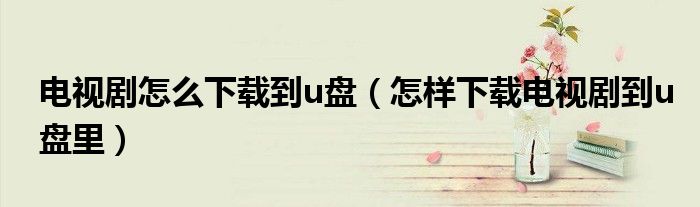 电视剧怎么下载到u盘（怎样下载电视剧到u盘里）