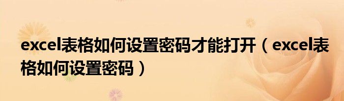 excel表格如何设置密码才能打开（excel表格如何设置密码）