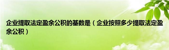 企业提取法定盈余公积的基数是（企业按照多少提取法定盈余公积）