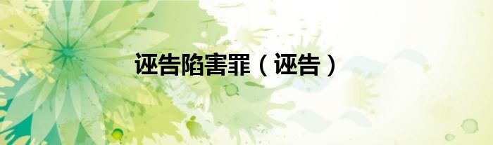 诬告陷害罪（诬告）
