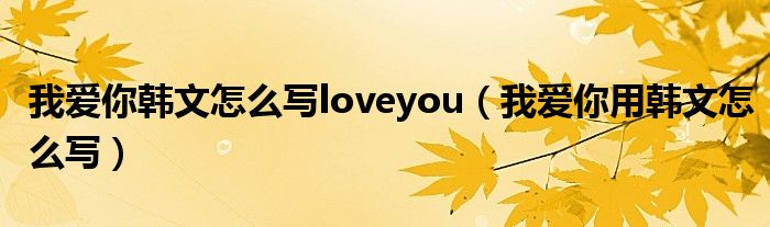 我爱你韩文怎么写loveyou（我爱你用韩文怎么写）