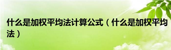 什么是加权平均法计算公式（什么是加权平均法）