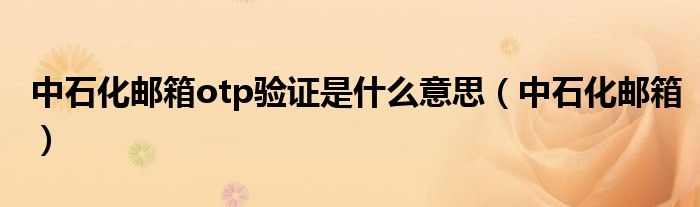 中石化邮箱otp验证是什么意思（中石化邮箱）