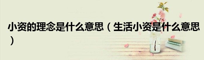 小资的理念是什么意思（生活小资是什么意思）