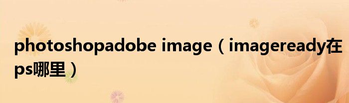 photoshopadobe image（imageready在ps哪里）