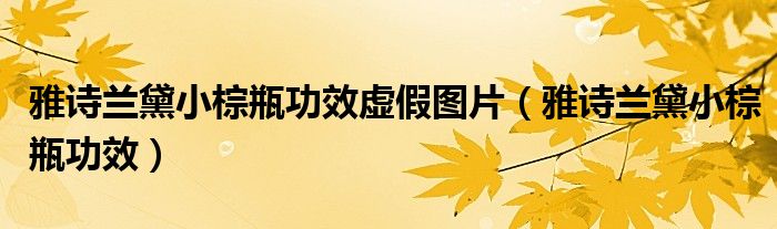雅诗兰黛小棕瓶功效虚假图片（雅诗兰黛小棕瓶功效）