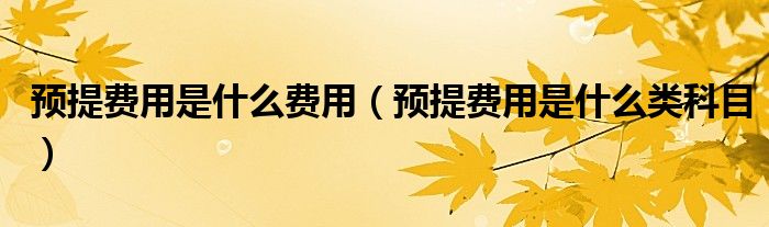 预提费用是什么费用（预提费用是什么类科目）