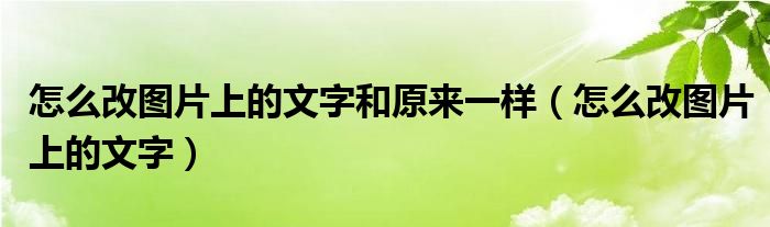 怎么改图片上的文字和原来一样（怎么改图片上的文字）