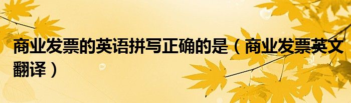 商业发票的英语拼写正确的是（商业发票英文翻译）