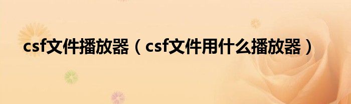 csf文件播放器（csf文件用什么播放器）